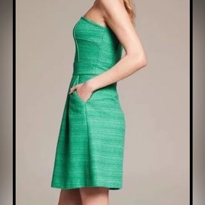 Banana Republic Jadite Green Tweed Strapless Dress